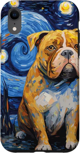 Vista 24 de Funda para iPhone 16 American Bully Starry Night para perro, mamá, perro, papá
