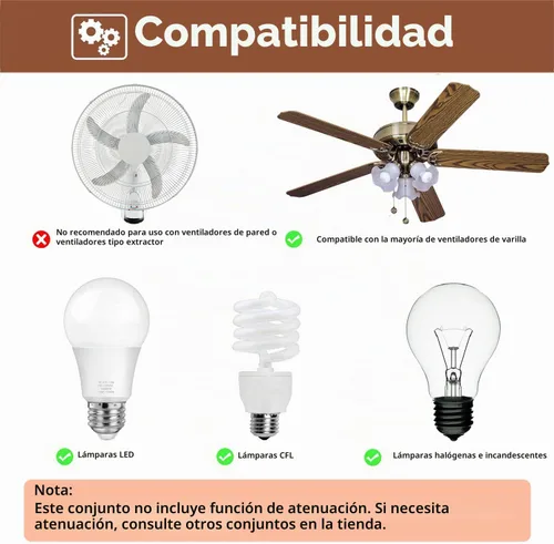 Vista 3 de Kit de control remoto de ventilador de techo con receptor para Harbor