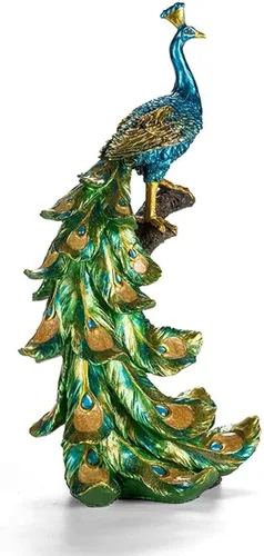 Vista 8 de qiuqiu Figura creativa de arte, escultura de pavo real, decoración del hogar, escultura de estatua de resina, decoración de decoración