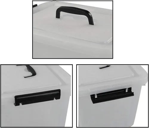 Vista 3 de Anbers 1 caja de almacenamiento de plástico con tapa con asa, contenedor de almacenamiento transparente de 12 cuartos de galón