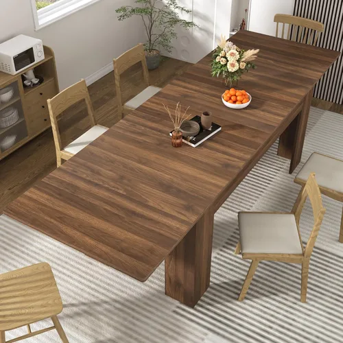 Vista 8 de Mesa de comedor extensible de 59 a 86 pulgadas para 6 a 10 personas, mesa de comedor de madera, mesa extensible moderna para reuniones, reuniones
