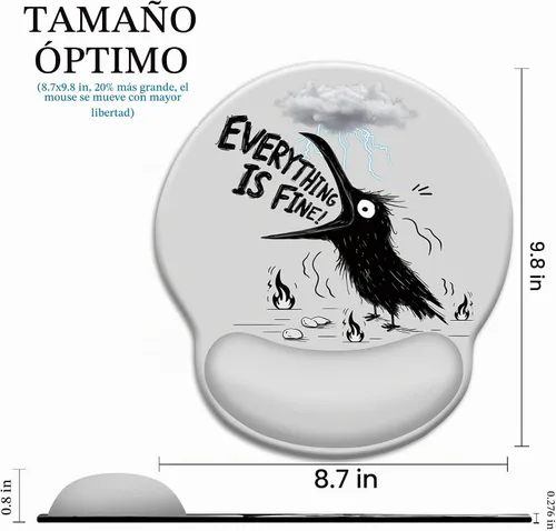 Vista 4 de Blusabaca - Alfombrilla para mouse con reposamuñecas, ergonómica, soporte para muñeca 0 Cuervo