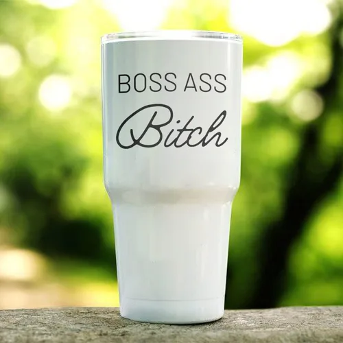 Vista 2 de Boss Ass Bitch - Vaso de viaje de acero inoxidable de 30 onzas, regalo de empoderamiento para mujeres, vaso de café aislado