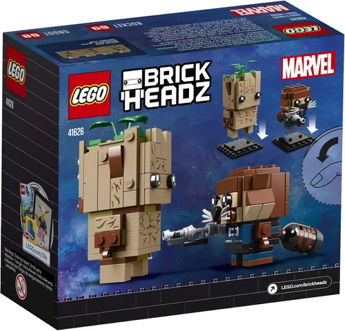 Vista 5 de LEGO BrickHeadz Groot & Rocket Kit de construcción, multicolor