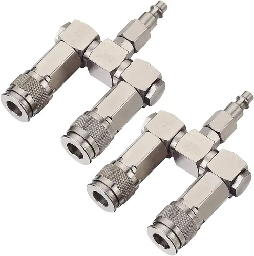 Vista 8 de FIXSMITH Conector de manguera de aire: divisor de manguera de aire de 2 vías, 1/4 en NPT, accesorios para compresores de aire, conectores giratorios