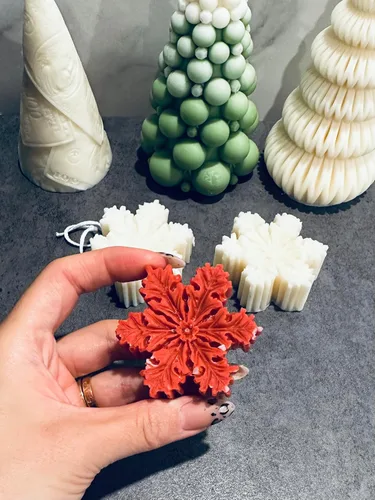 Vista 3 de Snowflake Candles Set of 6, Christmas Eve Candles, New Years Candles, Shaped Snowflake Scented Candles, Ornaments Christmas Gifts, Christmas