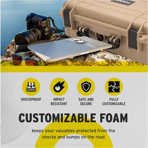 Vista 8 de Koah Funda rígida resistente a la intemperie con espuma personalizable, resistente a los impactos, ideal para cámaras, drones, dispositivos