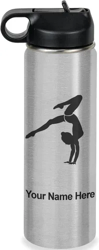 Vista 47 de LaserGram Botella de agua personalizada, soporte de mano de gimnasta, acero inoxidable de doble pared aislada al vacío con popote superior, regalo
