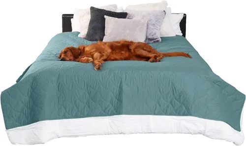 Vista 15 de Furhaven Funda Protectora de Colchón Impermeable y Antideslizante Tamaño Queen para Perros y Gatos, Lavable, Para Camas, Sofás y Asientos