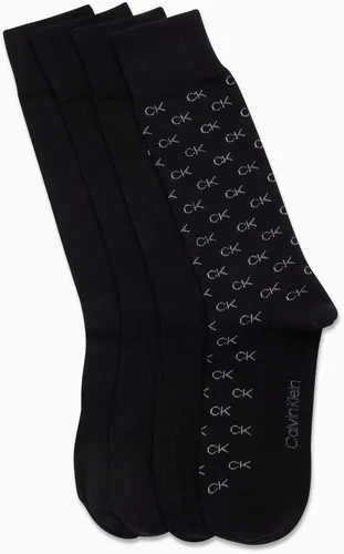 Vista 4 de Calvin Klein Calcetines de vestir para hombre, mezcla de algodón, calcetines a rayas (paquete de 4)