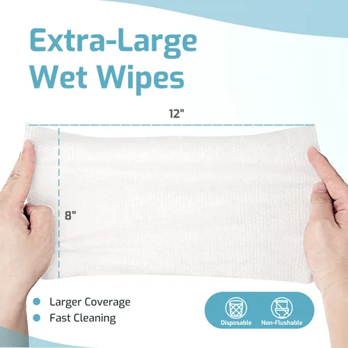 Vista 2 de SUNKISS Trustplus - Toallitas húmedas para adultos, sin enjuague, extra grandes de 8 x 12 pulgadas, paños de limpieza corporal para incontinencia