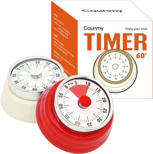 Vista 7 de Temporizador mecánico – Temporizador visual de cuenta regresiva para cocinar, aula, juegos, estudio, oficina – Reloj despertador magnético