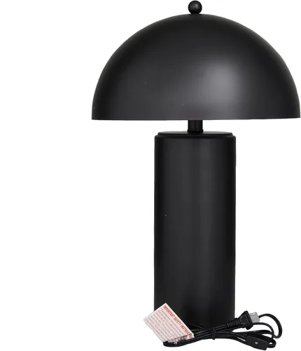 Vista 3 de Deco 79 Lámpara de mesa de metal con pantalla de cúpula, lámpara de 14 x 14 x 22 pulgadas, color negro