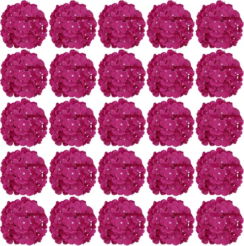Vista 8 de FagusHome 30 piezas de cabezas de hortensias artificiales de seda, cabezas y tallos de hortensias artificiales para decoración del hogar y boda Azul