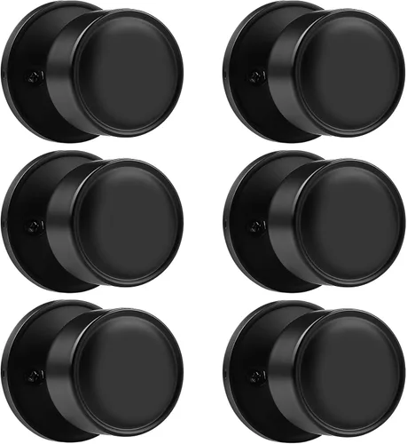 Vista 9 de Paquete de 1 perilla negra para puerta de paso, perilla interior sin llave para puerta sin bloqueo, herrajes de puerta de diseño redondo