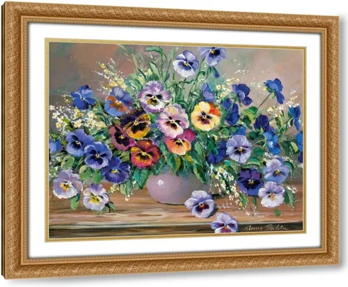 Vista 7 de ArtDirect Bouquet of pansies 18x15 Black Modern Wood Framed with Double Matting Museum Art Print by Paleta, Anna