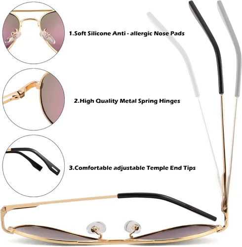 Vista 6 de Pro Acme Lentes de sol polarizados de aviador para mujeres y hombres, marco de aviador pequeño para cara pequeña, mujeres y jóvenes, 2.047 in