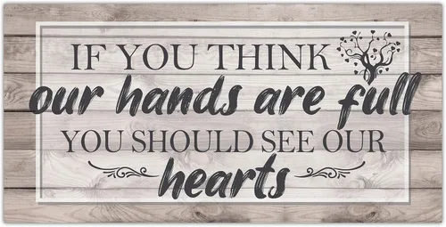 Vista 9 de If You Think Our Hands Are Full - Inspirational Home and Office Wall Art Decor, Farmhouse Family Living Room House Quote, Aesthetic Housewarming