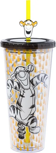 Vista 29 de Silver Buffalo Disney Una Loca Aventura de Goofy con Goofy, Max Goof, Roxanne y Bobby Zimuruski - Vaso de plástico para bebidas frías con tapa