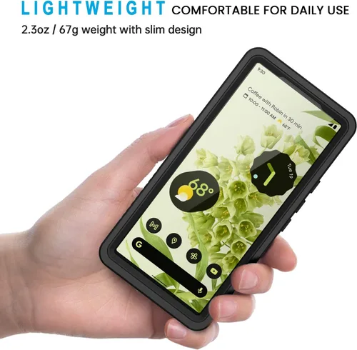Vista 2 de Lanhiem Funda para Google Pixel 6, impermeable IP68 a prueba de polvo con protector de pantalla integrado, funda protectora de cuerpo completo