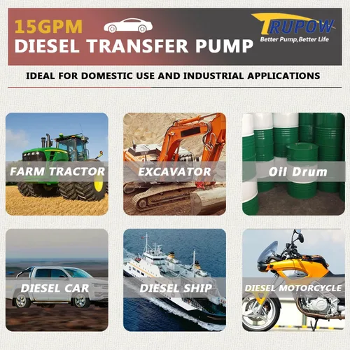 Vista 7 de Trupow Bomba extractora de transferencia de combustible eléctrico de autocebado para diesel, queroseno y aceite de 110V CA 15GPM
