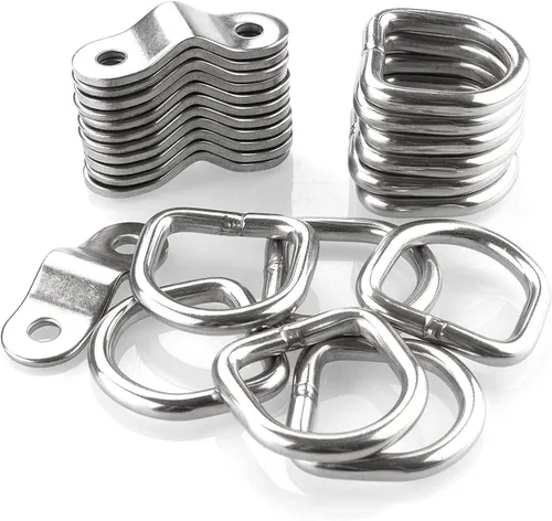 Vista 6 de Anclaje de amarre con anilla en D de 1/4 de pulgada para montaje en superficie resistente, anillos de amarre para montaje en piso, 2400 libras