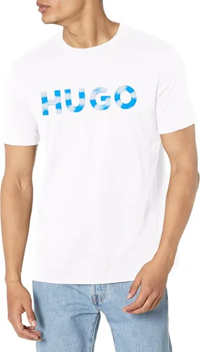 Vista 76 de Hugo Men's Print Logo Short Sleeve T-Shirt Blanco