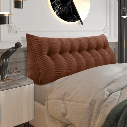 Vista 45 de Almohada de cabecera gruesa totalmente rellena tamaño Queen, cabecera acolchada suave y firme, soporte grande, triangular, almohada de cuña