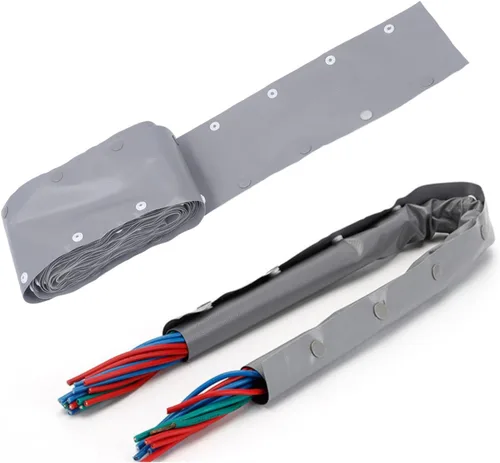 Vista 10 de Funda de cable con botón a presión, 0.98 pulgadas de diámetro, 16.4 ft de diámetro, protector de cable de PVC ignífugo para gestión de cables, funda