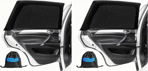 Vista 10 de PEMOTech - Parasol para ventana de coche (2 pack) - Certificado, parasol para ventana lateral del coche, protección UV, transpirable, de spandex