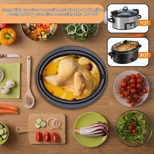 Vista 3 de Forros de Silicona Compatibles con Ollas de Cocción Lenta/Slow Cookers de 7 a 8 Cuartos, Inserto Divisor de Olla de Cocción Lenta Compatible