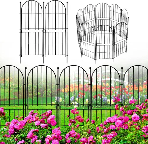 Vista 15 de Valla Decorativa de Jardín 24 pulgadas (Alto) x 10 pies (Largo), Paquete de 5 Valla Sin Excavación Barrera para Animales para Perro con Cerradura