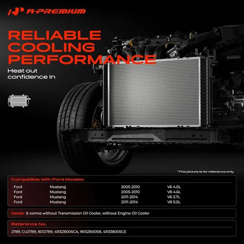 Vista 2 de A-Premium Conjunto de radiador de refrigerante del motor compatible con Ford Mustang 2005 2006 2007 2008 2009 2010 2011 2012 2013 2014, 3.7L 4.0L