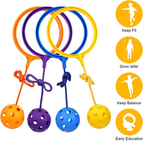 Vista 6 de Kisangel Juego de 4 pelotas de salto de tobillo para niños, juguete de fitness para jugar al aire libre e interior, 14.96 x 5.90 x 2.75 pulgadas