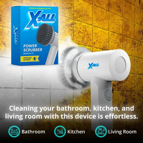 Vista 3 de X-All Limpiador eléctrico giratorio – Herramienta de limpieza recargable ligera e impermeable con control de 2 velocidades con 2 cabezales
