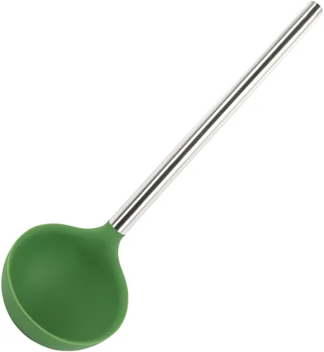 Vista 16 de Tovolo Cucharón de silicona con mango de acero inoxidable para cocinar conservas, servir sopa, ponche de sopa, salsa de guiso, cuchara grande
