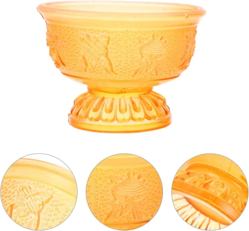 Vista 9 de IMIKEYA Taza de agua de esmalte de color, taza de oferta de vidrio, suministro budista, taza de té transparente, taza de café expreso, taza