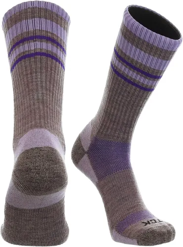 Vista 21 de TCK Calcetines de lana merino para hombres y mujeres para senderismo, caza, ciclismo de montaña, longitud de la tripulación para botas