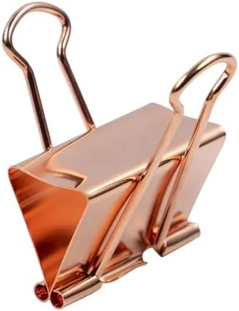 Vista 3 de JAM PAPER Clips de Carpeta Coloridos - Grandes - 1 1/2 Pulgadas (41 mm) - Clips de Carpeta Dorado Rosa - Paquete de 12 Oro Rosa