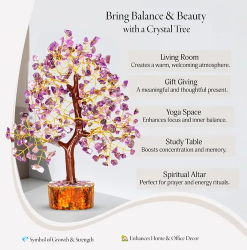 Vista 5 de YATSKIA Árbol de amatista - Árbol de cristal - Decoración de cristales de Feng Shui - Decoración púrpura - Cristales espirituales - Meditación