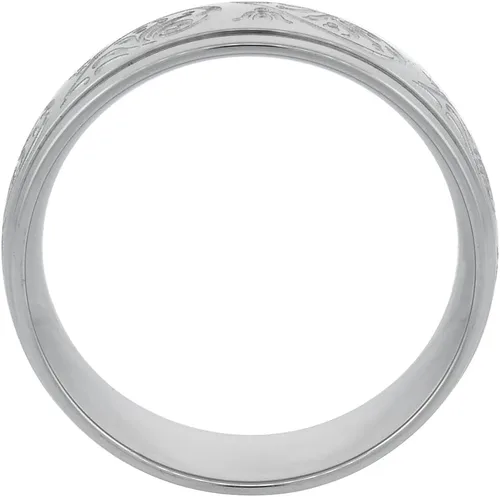 Vista 2 de Sabrina Silver Surgical Stainless Steel 7mm Scrollwork Wedding Band Ring Engraved Comfort fit sizes 6-14