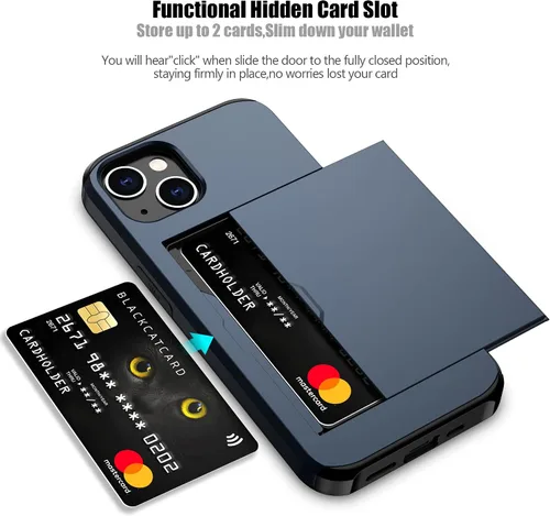 Vista 124 de Nvollnoe - Funda para iPhone 14 con tarjetero [tienda de 5 tarjetas] Negro - Almacenamiento más grande