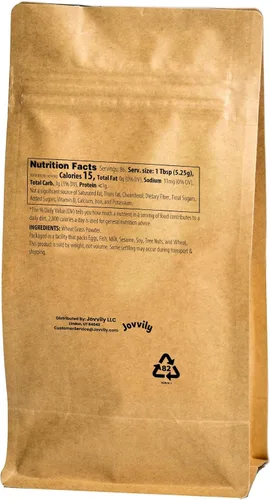 Vista 2 de Jovvily Polvo de hierba de trigo - 1 lb - Superalimento - Sin rellenos - Batidos y batidos