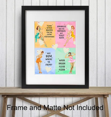 Vista 2 de Pinup - Decoración de baño para mujer, arte de pared de baño, divertida decoración retro de los años 50 para el hogar, tocador o baño, bonito regalo