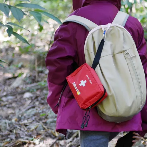 Vista 5 de O'IFFEEI Bolsa vacía pequeña de primeros auxilios, portátil para exteriores, camping, senderismo, mochileros, viajes. Bolsa médica pequeña