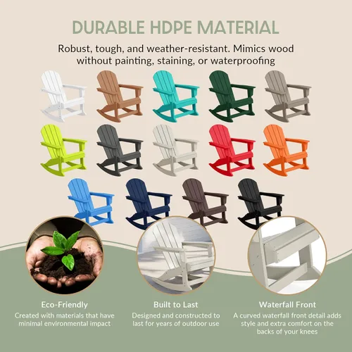 Vista 45 de WestinTrends Silla mecedora Malibu de poliéster para exterior/patio Adirondack, Negra