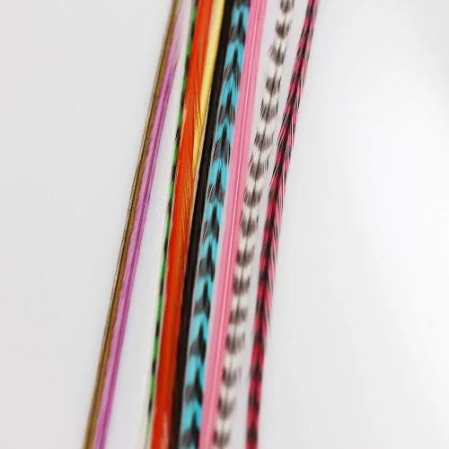 Vista 5 de Kit de extensión de pelo de plumas: 10 plumas de gallo auténticas multicolor largas, todas las plumas individuales, que van de 7 a 11 pulgadas