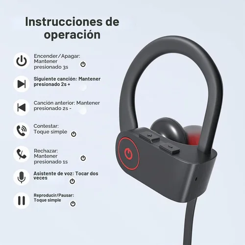 Vista 3 de JOYWISE Auriculares Inalámbricos Bluetooth 16H Tiempo de Reproducción Auriculares con Micrófono Estéreo Intrauditivos, IPX7 Impermeables Deportivos