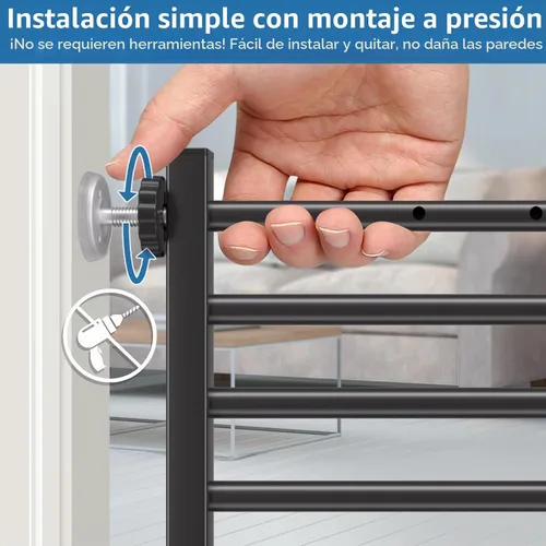 Vista 5 de Malier Puerta de interior para perros con puerta, puerta extra ancha de metal para mascotas, puerta corta para perros para escaleras, montaje a Negro