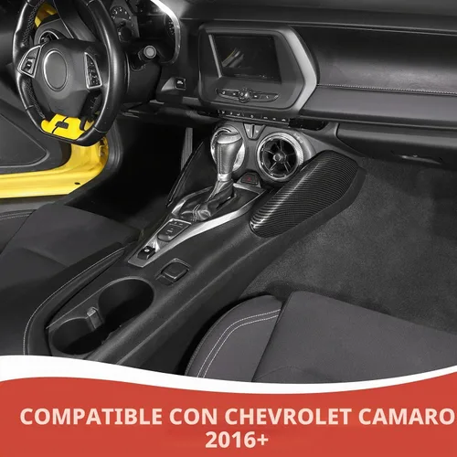 Vista 3 de RAZPOY Cubierta del panel lateral de la palanca de cambios compatible con Chevrolet Chevy Camaro 2016-2023 accesorios interiores de fibra de carbono